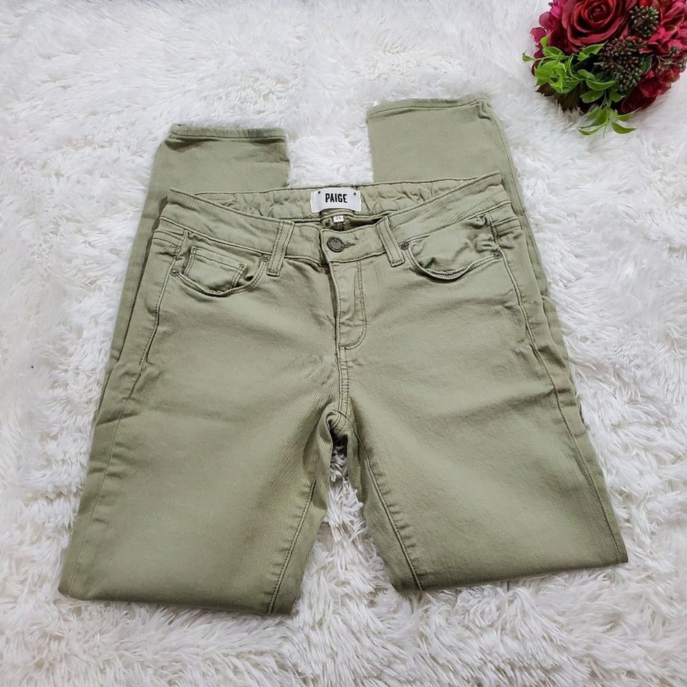 PAIGE Olive Green Cropped Ankle Pants